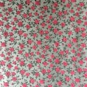 Tissu Popeline Satiné Fleurs Gris x10cm
