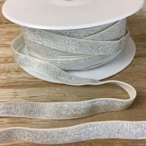 Elastique Blanc Lurex argenté 10mm