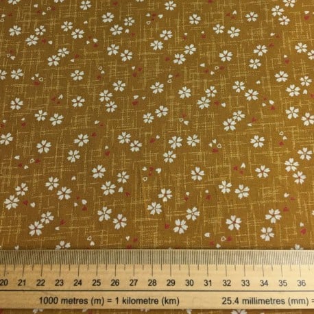 Tissu Japonais Sevenberry Coton Ocre x10cm