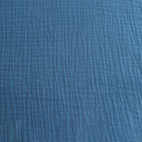 Double Gaze de coton Bleu Indigo x 10cm