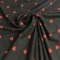 Tissu Tencel Lovehearts Noir x10cm