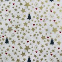 Tissu Sapin et étoiles de Noël  x10cm