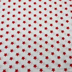 Tissu Popeline Etoile Rouge fond blanc x10cm
