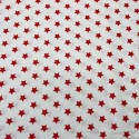 Tissu Popeline Etoile Rouge fond blanc x10cm