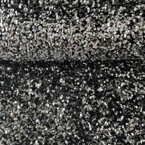 Tissu Velours Sequins Argent Noir x10cm