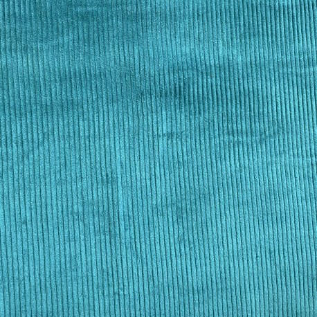 Tissu Velours Cotelé coton Bleu Canard x10cm