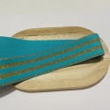 Elastique Menthe Bandes Or Lurex 40mm x10cm