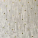 Double Gaze Coton Ecru Coeurs Dorés x 10cm
