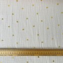 Double Gaze Coton Ecru Coeurs Dorés x 10cm