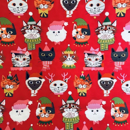 Tissu coton Kitty Christmas x 10cm