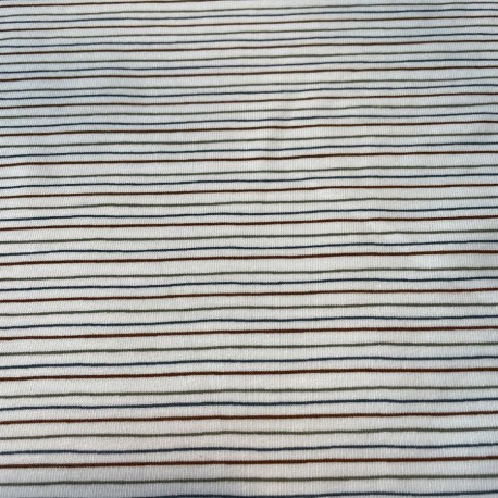 Jersey Coton Fines Rayures blanc cassé  x10cm