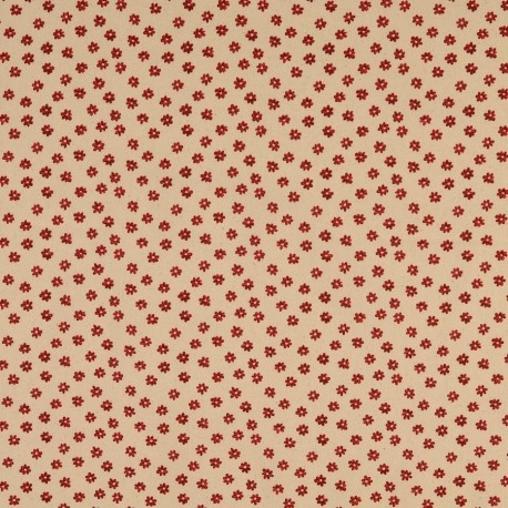 Tissu cretonne Petites Fleurs Bordeaux  x10cm