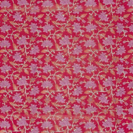 Tissu coton Batik Flowers Fuchsia x10cm