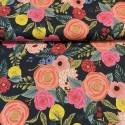 Toile de coton et lin Rifle Paper Vintage Garden Noir x10cm