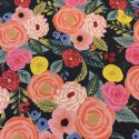 Toile de coton et lin Rifle Paper Vintage Garden Noir x10cm
