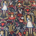Toile de coton et lin Rifle Paper Vintage Garden Noir x10cm
